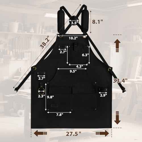 ROTANET Woodworking Apron for Men, Canvas Work Aprons Waterproof Heavy Duty Tool Pockets for Shop Carpenter Woodworkers Gifts