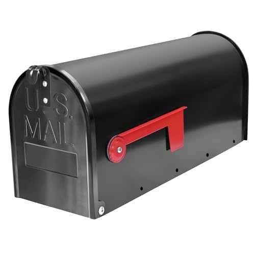 Black Galvanized Steel Post-Mount Mailbox, L19in. W x 6.7 in. H x8.7 in, Large Mailbox,Mailboxes for Outside Post Mount