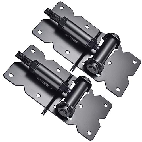 SANKINS Heavy Duty Self-Closing Gate Hinges 90° Adjustable Black 2 Pcs
