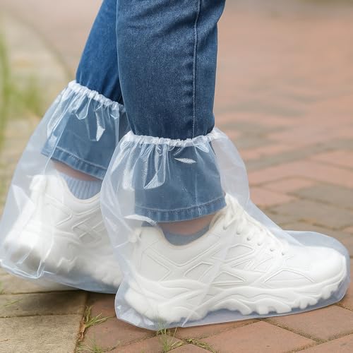 10 Pairs Waterproof Shoe Covers for Rain ? Disposable Plastic Rain Shoe Covers, Waterproof Boot Protector Non-Slip Overshoes for Indoor Outdoor Rain, Clear Rain & Mud Resistant Guards
