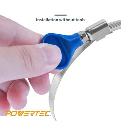 POWERTEC 70224 2-1/2 Inch Left Hand Keyed Bridge Hose Clamp, Thumb Screw Key Adjustable Stainless Steel Hose Clamps for Dust Collection, Dust Collector and Dryer Vent Hose, 5 pack