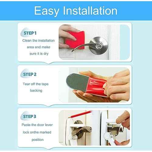 Childproof Door Lever Lock Baby safety locks for doors (1 Pack) Improved door safety for kids, 3M Adhesive No Drilling Child Safety Door Handle Lock. Simple Install, No Tools Needed (White, 1)