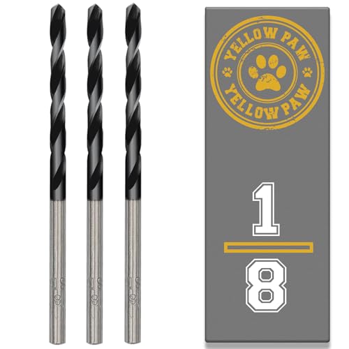 Yellow Paw 1/8 Inch Drill Bit Set (3 Pack) M35 Cobalt Titanium Coated for Metal & Steel Drilling
