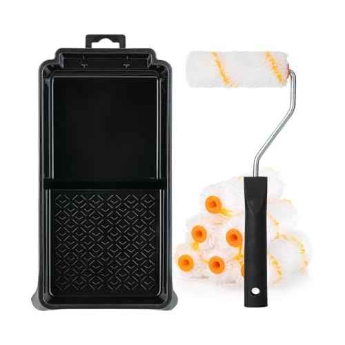 Bates- 4 Inch Paint Roller Kit, 8 pcs, Small Paint Roller Kit, 1x Plastic Paint Tray, 1x Roller Frame & 6X Microfiber Covers