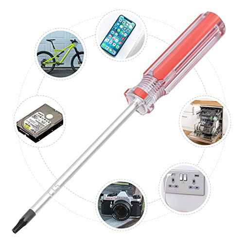 Piutouyar 8PCS Magnetic Torx Screwdriver Set - T8, T9, T10, T15 Torx Security Screwdriver, 3mm, 75mm Long (Red)