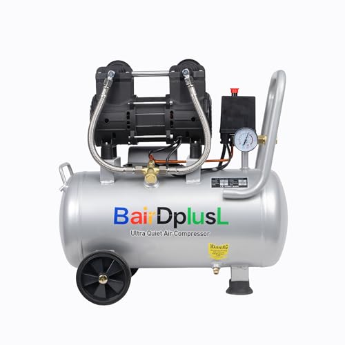8-Gallon Ultra Quiet Portable Air Compressor 1.5HP 115PSI Oil-Free Steel Tank