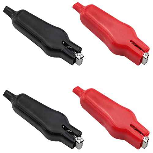 Insulated Alligator Clip 4PCS 20A Black and Red PVC Sheathed Crocodile Clamps Power Clamp Test Clips