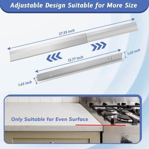 Oiyue 13.8"-27.6" Adjustable Stainless Steel Stove Gap Cover, Heat-Resistant Silver (2 Packs)
