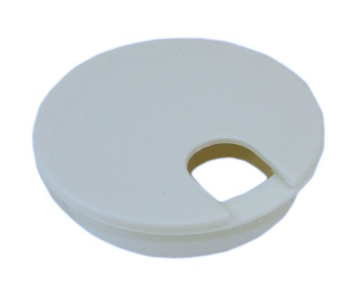 MyCableMart 3"" Cut-Hole Size White Round Wire Management Grommet with Removable Lid