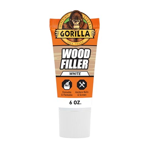 Gorilla 6 oz Water-Resistant White Wood Filler for Indoor & Outdoor Repairs