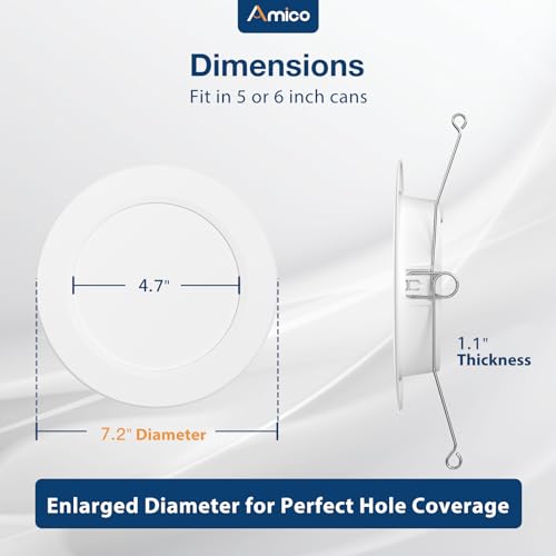 Amico 5/6 Inch Recessed LED Can Lights 1050LM 5CCT Flat Panel 4 Pack