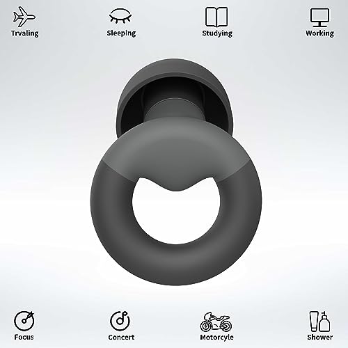 JUSTRVN Black Reusable Ear Plugs for Sleeping Noise Reduction 25-30dB
