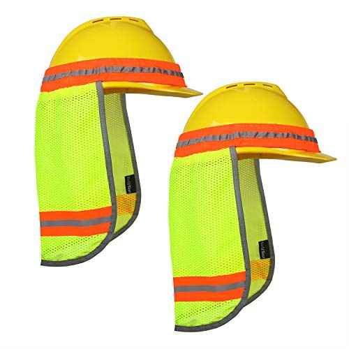 Evridwear High Visibility Neck Sun Shield with Reflective Stripe, Safety Hard Hat Shade with Breathable Mesh Elastic Band for Construction, Outdoor Activities, Landscaping from UV