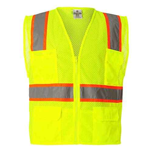 Kishigo All Mesh Contrast Unisex Reflective Safety Vest 1195, ANSI Type R/Class 2, 6 Pockets Zipper, Reflective Lining