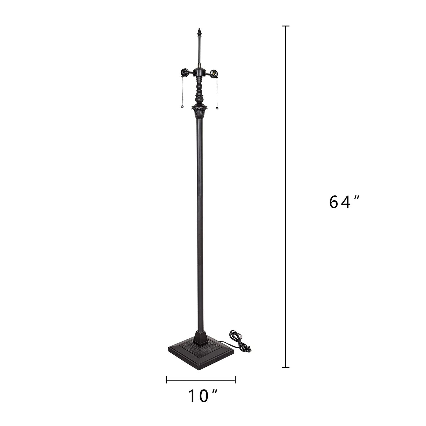 Capulina Tiffany Floor Lamp Base Only Replacement for 16-24 Inch Wide Lampshade Pole Height 64 Inches Blackish Bronze Finishing Resin Base
