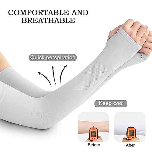 Medsuo 3 Pairs Comfy Arm Sleeves with Thumb Hole Protection Cooling Arm Sleeves 3 Colors Compression Long Women Summer Sun Arm Cover Sleeves Tattoo Cover for Sports Workouts Cycling Driving