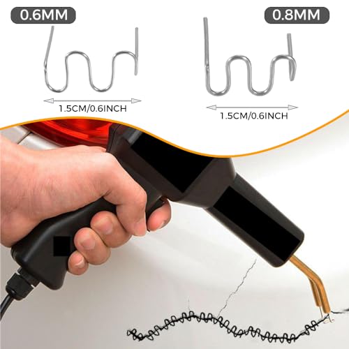 Mtsooning 1000 Pcs Welding Rods Hot Staple, Plastic Repair Machine Welding Staples Replacement for Car Bumpers Dashboards Lamp Holders Plastics Rings Supplies, Wave Shape 0.8mm 0.6mm Staple