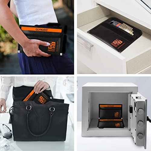 Small Fireproof Document Bag (8x5", External Size), 2-Pack Fireproof Money Bag for Cash with Waterproof Zipper, Fireproof Pouch Set