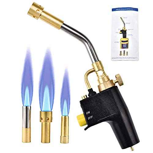 SEAAN Propane Torch Head with 3 Nozzles, Trigger Start Mapp/Map Propane Gas Torch W/Push Button Igniter, Welding Torch Head for MAPP, MAP/PRO Fuel Cylinder