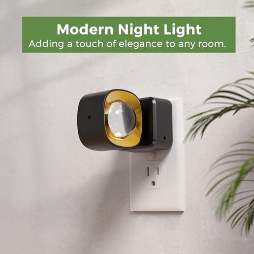 L LOHAS LED Night Light Projector Black / Soft White – Wall Plug-In Sensor Light