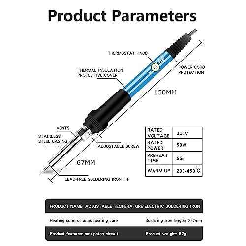 Soldering Iron Kit, Digital Multimeter Kit, Multi Tester, Voltage Tester, Measures AC/DC Voltage, Current, Resistance/Continuity/Diode/Triode. Electric Soldering Iron, Adjustable Temperature