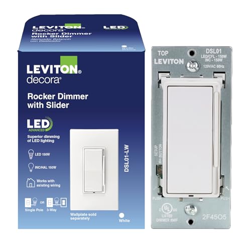 Leviton Decora Slide LED Dimmer Switch White - 150W Dimmable Lighting Control
