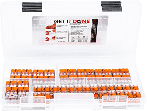 WAGO 221 Series 85pc Compact Splicing Wire Connector Assortment with Case, Includes (40x) 221-412, (29x) 221-413, (16x) 221-415, Lever Nuts