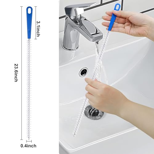 Drain Cleaning Brush 2 Pack, 23.6-Inch Clog Remover for Sinks & Pipes