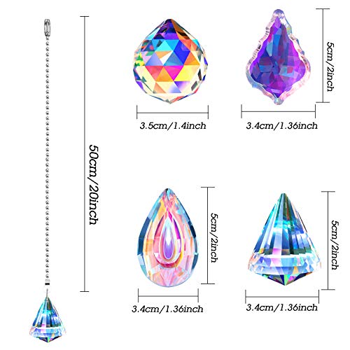 Honoson Diamond Drop Crystal Ceiling Fan Pull Chain Set - 4 Pack