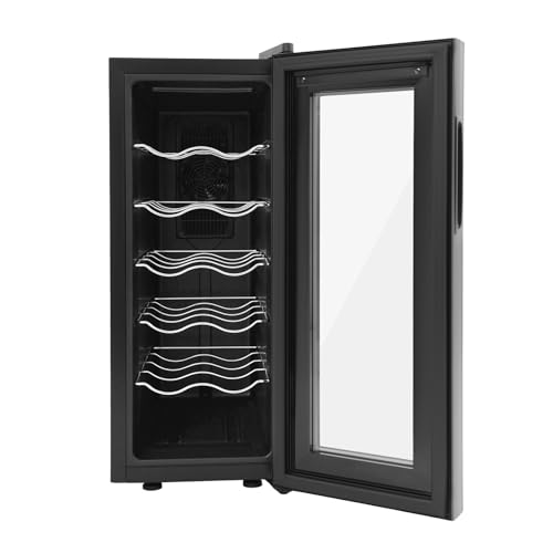 12 Bottle Wine Cooler Refrigerator with Glass Door & Digital Temp Control