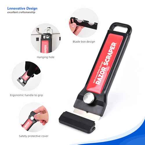 EHDIS 2PCS Razor Blade Scraper Tool with Blade Storage Box with 20pcs Extra Metal Blades for Glass,Stove,Oven Door, Cooktop Paint Cleaning