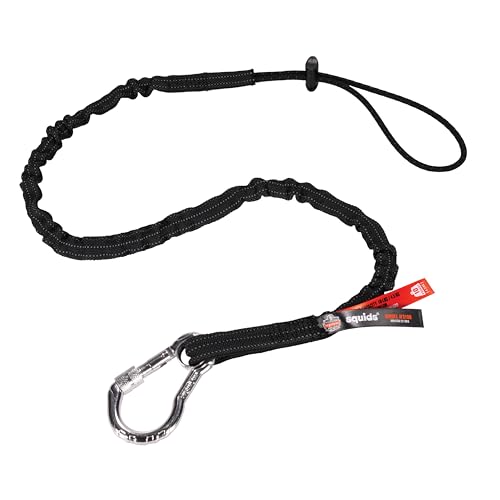 Ergodyne - 19002 Squids 3100 Tool Lanyard with Single Carabiner and Adjustable Loop End, Standard Length, Black
