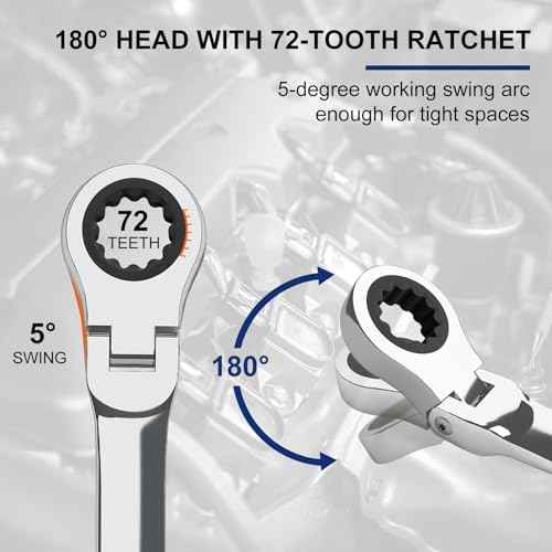 Egofine 10mm Ratchet Wrench Flex Head, Ratcheting Combination Wrench Metric, Industrial Grade Gear Spanner with 12 Point Box End, 72-Teeth Ratchet, Chrome Vanadium Steel