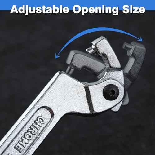 Adjustable C Spanner Hook Wrench Tool Adjustable Pin Spanner Wrench Tool for Mechanical Equipments Vehicles Tighten Lock Nuts & Bearings, Round Head, 3/4-2"(19-51mm), Chrome-Vanadium Steel