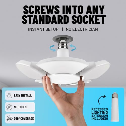 Bell+Howell Socket Burst 6 Panel Adjustable LED Garage Light 3500LM - Model: THIS listing