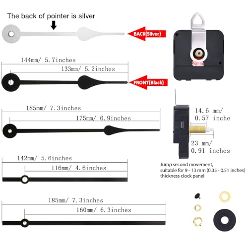 High Torque Clock Movement Mechanism with Long Shaft Replacement for Wall Clocks
