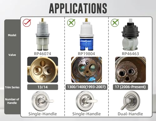 Sxtrrdnary RP46074 Shower Valve Cartridge Replacement for Delta 13/14 Series Tub & Shower Faucets