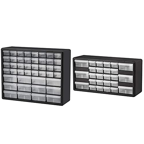 Akro-Mils 44 & 26 Drawer Cabinets Set – 70-Drawer Hardware & Craft Organizer (10144/10126) with 20 small & 8 large dividers