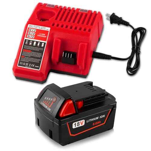 18V 6.0Ah Replacement for Milwaukee M18 Battery and 48-11-1840 Charger Combo (Not Made in Milwaukee)