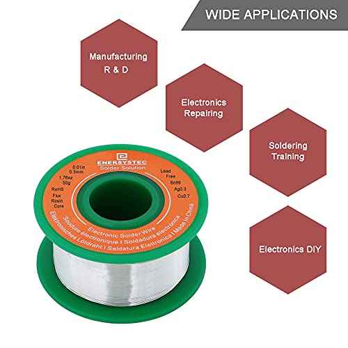 Ultra-Thin Solder Wire 0.01in 0.3mm Rosin Core Flux 2.5, Lead Free Solder Wire Sn99 Ag0.3 Cu0.7 Flow 50g Electronics Soldering Electric Solder