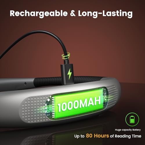 Glocusent Rechargeable Neck Reading Light - Medium Gray, 80-Hour, Dimmable