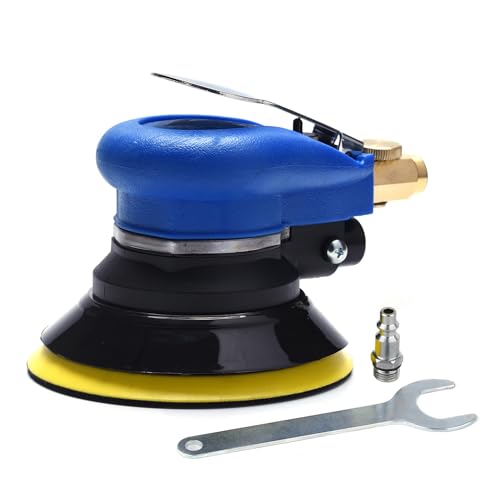 ZHONG AN 5-Inch Dual Action Air Orbital Sander with Hook & Loop, Blue - Professional Pneumatic Polisher for Auto & Woodwork