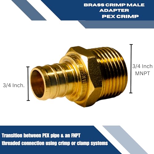 2 Pack 3/4 Inch PEX Male NPT Adapter - Hydronic & Potable Water Fittings