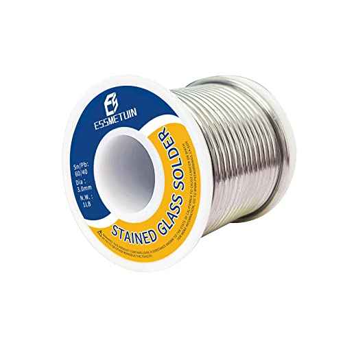 60/40 Solder for Stained Glass, 1 Lb Spool, Dia 1/8"(3.0MM),Tin Lead Stained Glass Supplies