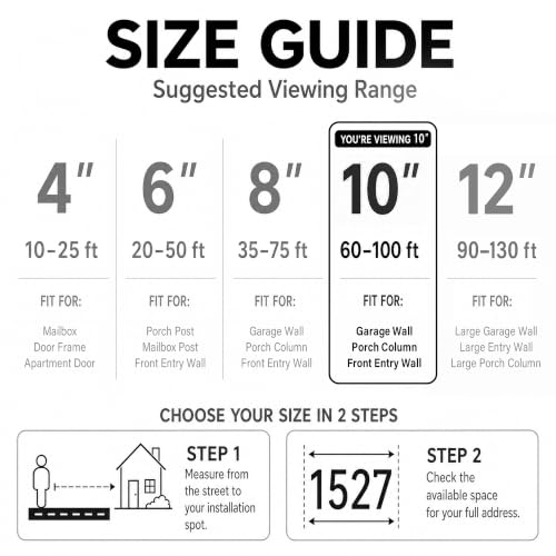 IVERRA 10 Inch Black House Numbers for Outdoors - Large Address Numbers, Model 2 - Modern Floating Design