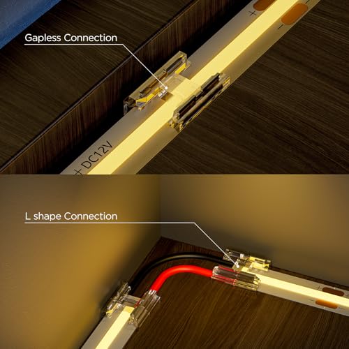 KOMIGAN 20 Pack COB LED Strip Connectors & 6.6FT Extension Wires for Solderless Light Splicing