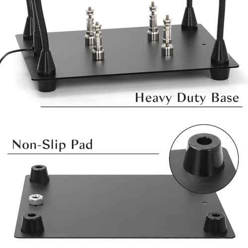Helping Hands Soldering Magnifying Glass, Upgrade Soldering Station with 3X LED Magnifying Lamp, Metal Circuit Board Holder, 4 Flexible Metal Arms Heavy Duty Base Electronic Repair Tool for Soldering
