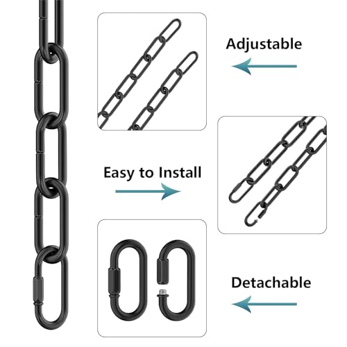 Garini 6ft Black Industrial Pendant Light Chain - Adjustable, Detachable Link, Heavy-Duty Ceiling Fixture Extension - Variation: Black / 1