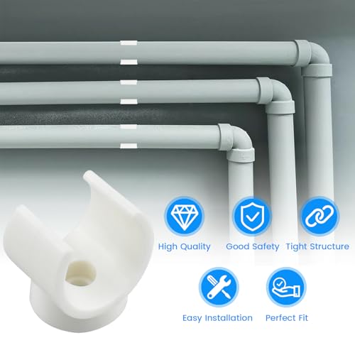 SDTC Tech 30 Pack 3/4 Inch PEX Pipe Clamp Clip, 20 mm U Hook PEX Tubing Clamps Hangers PVC Water Pipe Support Holder Bracket Socket, White Plastic Clips Hangers (Fasteners Included)