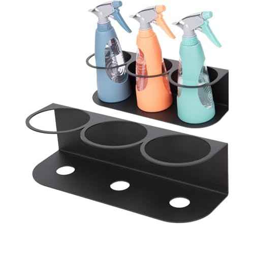 Spray Bottle Holder 6 Large Opening Wall Mount Solid Steel Storage Rack, Holds up to 32 oz Detailing Bottle Organizer, Includes Hardware Easy to Install